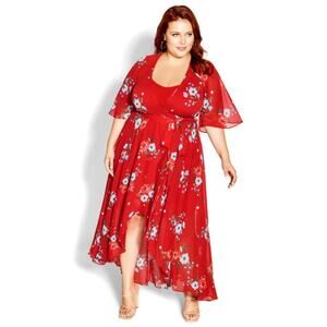 NWT City Chic Maxi Bold Floral Love Red Floral XXL = 24 = 3X